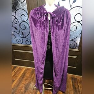 Purple Hood Velvet Cape / Cloak, Vampire, Witch, Costume, Dress Up Halloween 53"